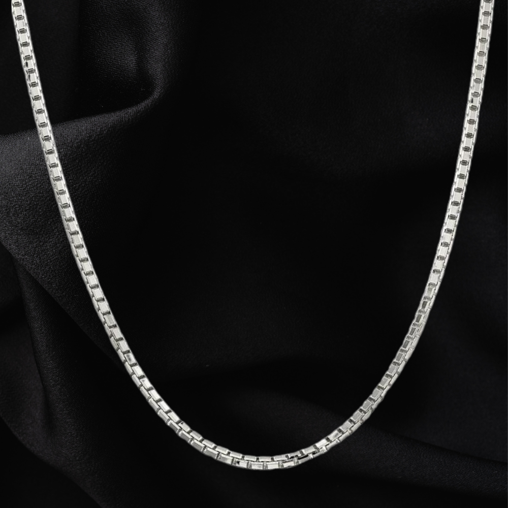 Box Chain Necklace 3mm (White Gold)