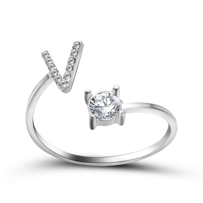 Amor Initial Silver Ring