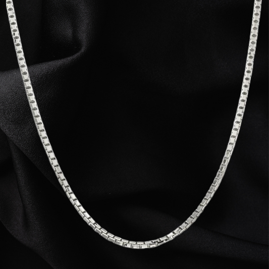 Box Chain Necklace 3mm (White Gold)